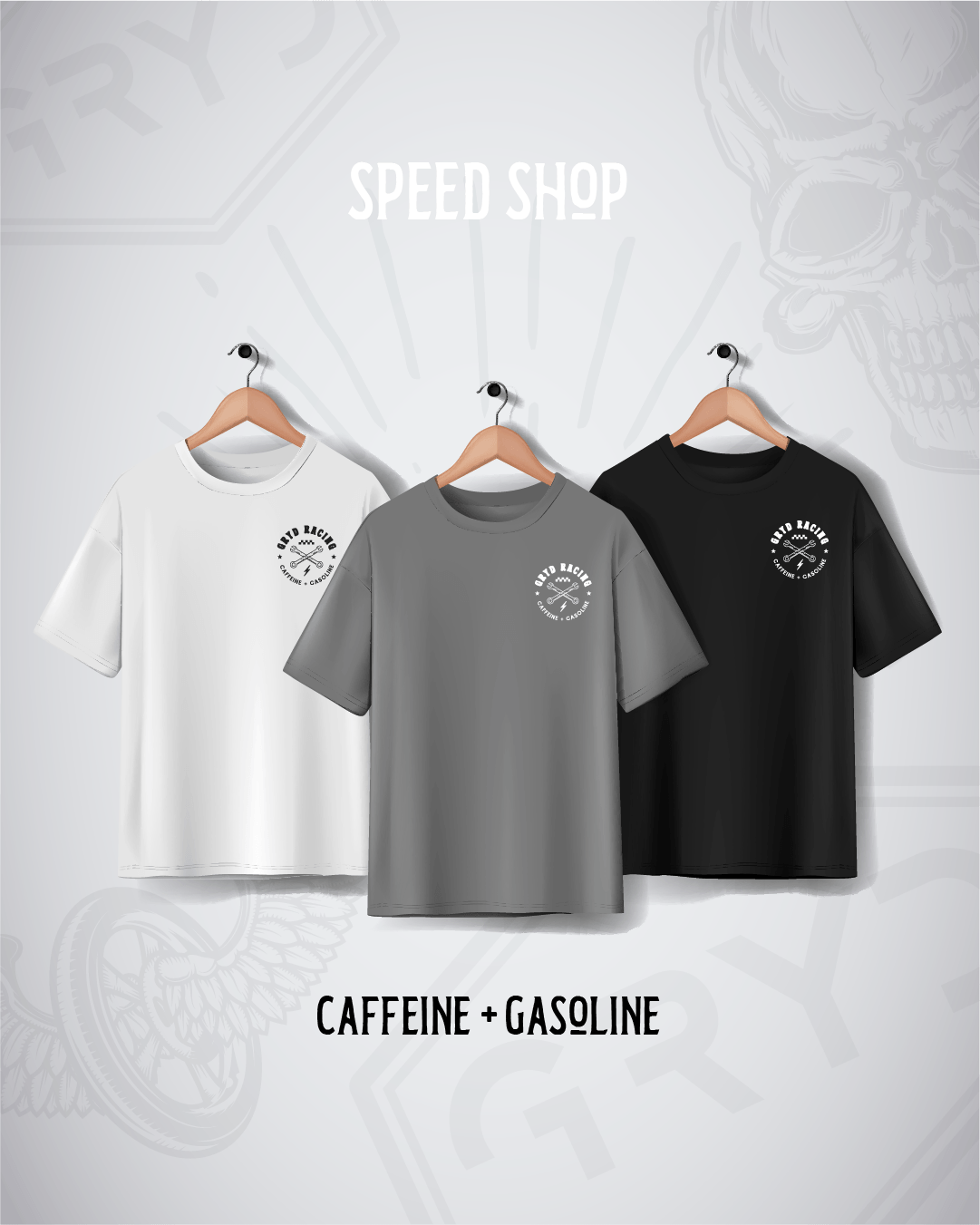 Caffeine + Gasoline Tshirt - Small chest logo