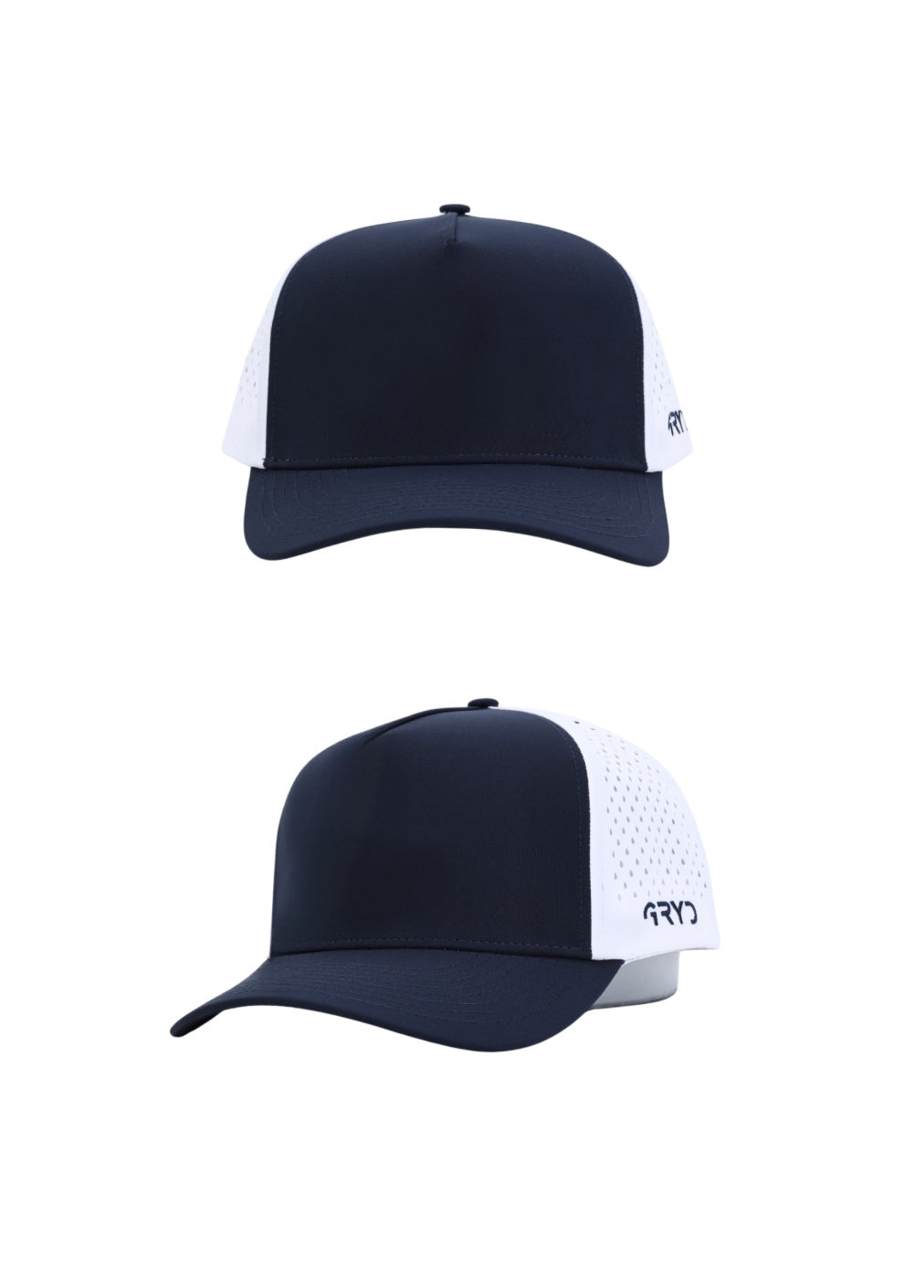GRYD Plain Adjustable Caps - White Mesh Back