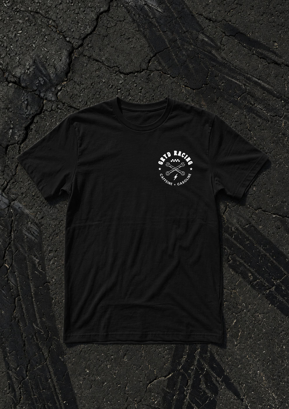 Caffeine + Gasoline Tshirt - Small chest logo