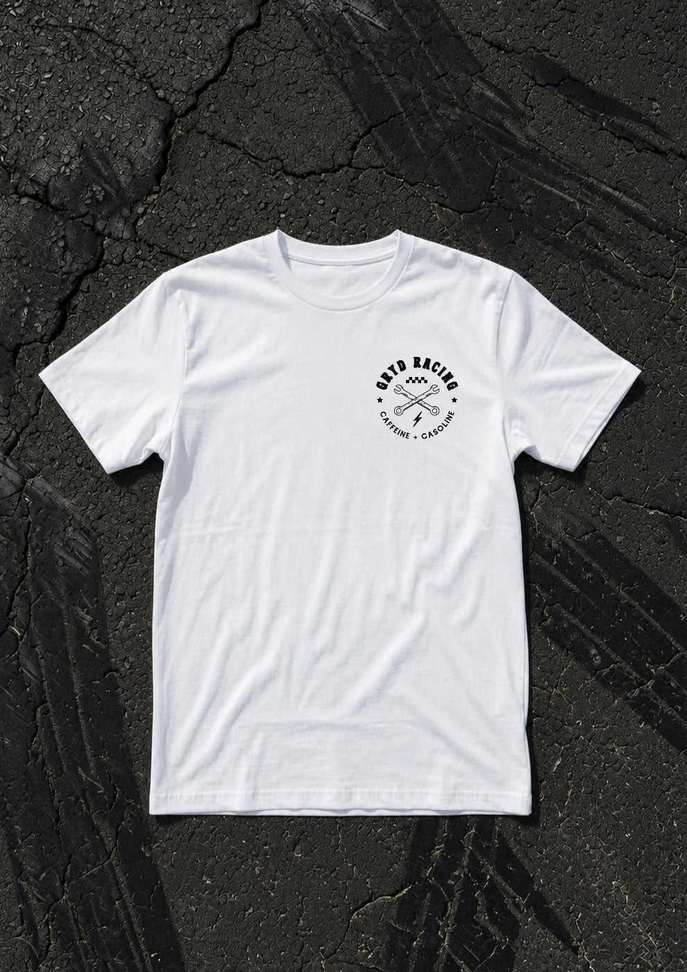 Caffeine + Gasoline Tshirt - Small chest logo